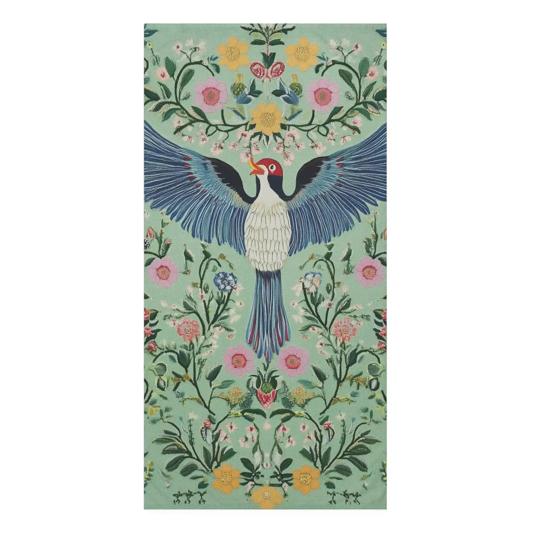 Majestic Bird and Floral Garden Bath Towel