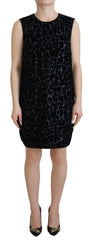 Women's Black Leopard Shift Mini Polyester Dress