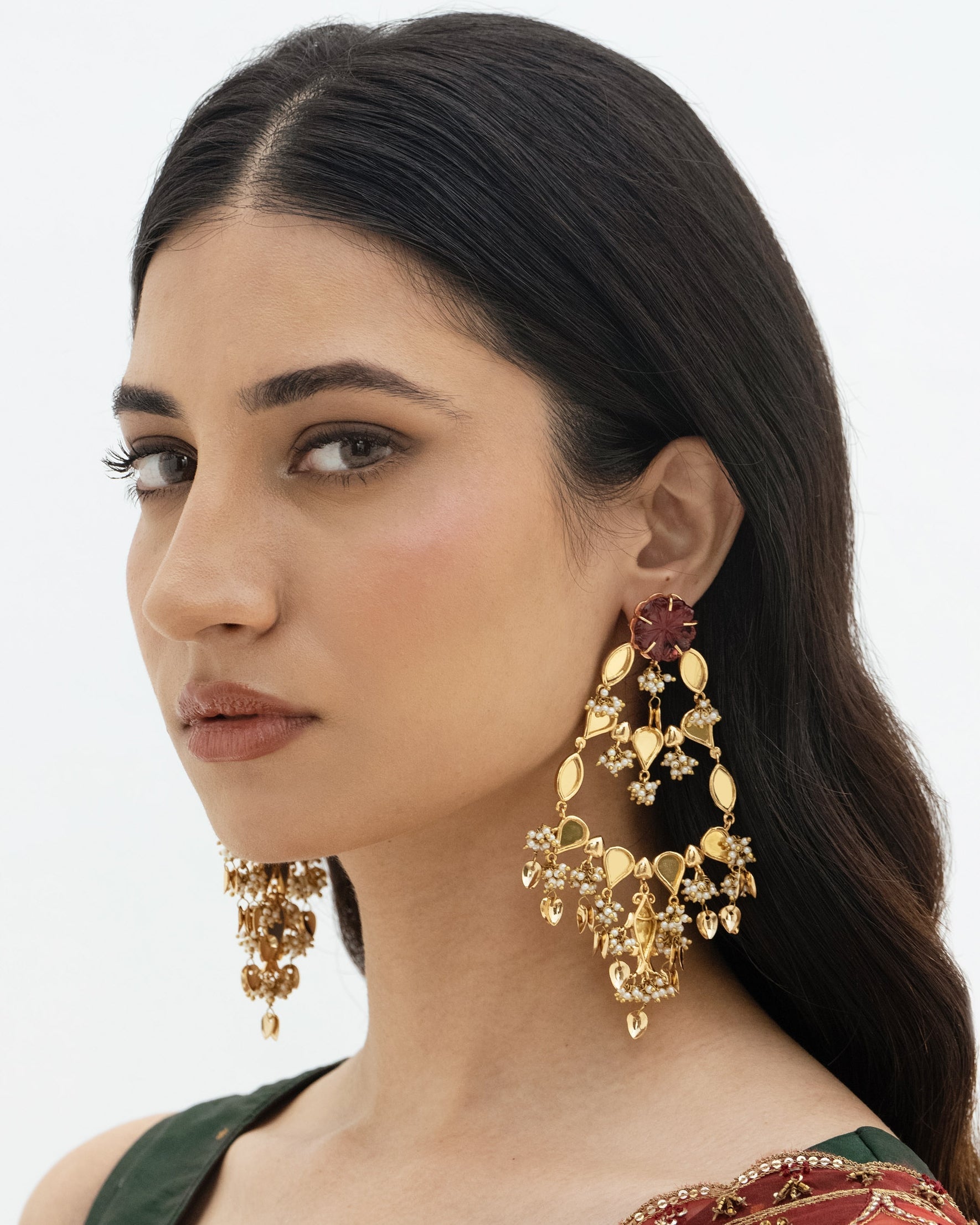 Sheeshmahal Passa Earrings By KYNAH, Luxury Indian Fashion & Bridal Wear