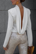 Cowl Back Long Sleeves Satin Top