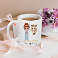 Madre personalizada de la novia de dibujos animados personajes 11 oz taza de cerámica con el nombre y la fecha de la boda Regalo de despedida de soltera para la novia mamá
