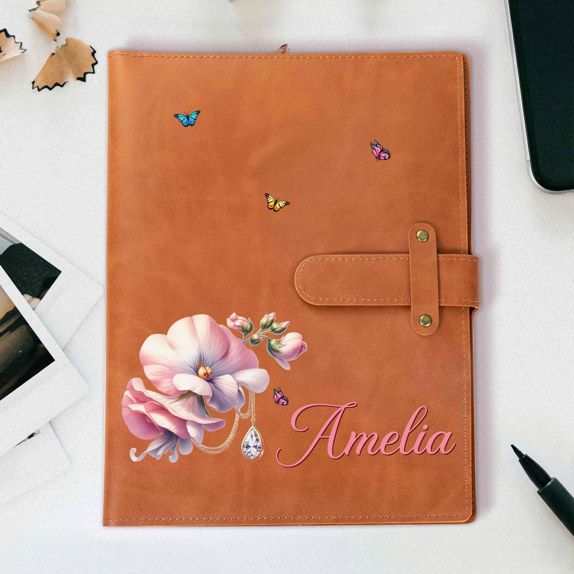 Personalizado Retro Nacimiento Flor Piedra de nacimiento PU Cuero A5 Sketchbook Cubierta para el uso diario al aire libre Sketching Regalo para Artistas Pintores Estudiantes