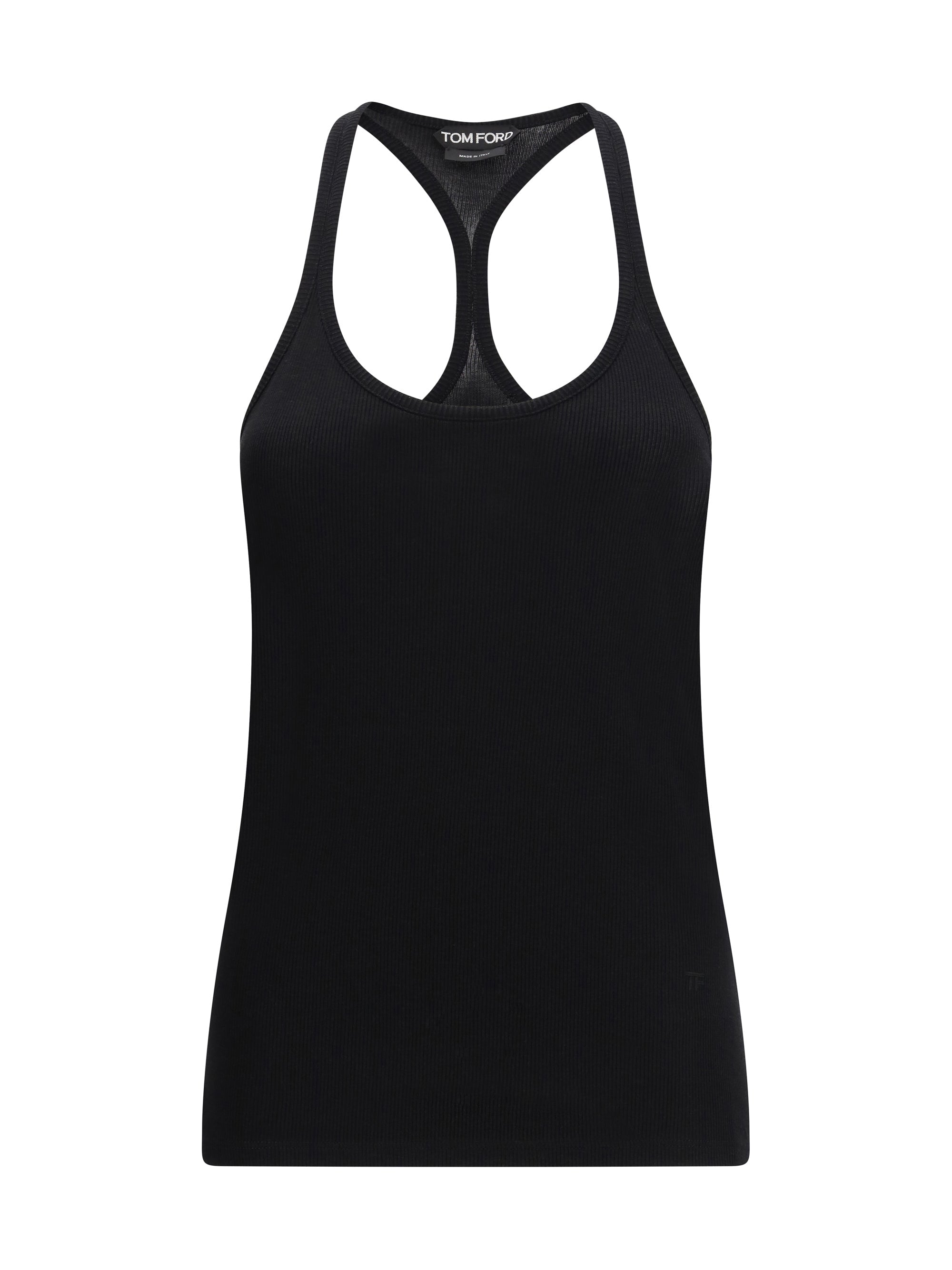 Tom Ford Silk-Blend Ribbed Jersey Tank Top — Black