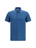 Burberry Cotton with Check Trims Polo — Blue