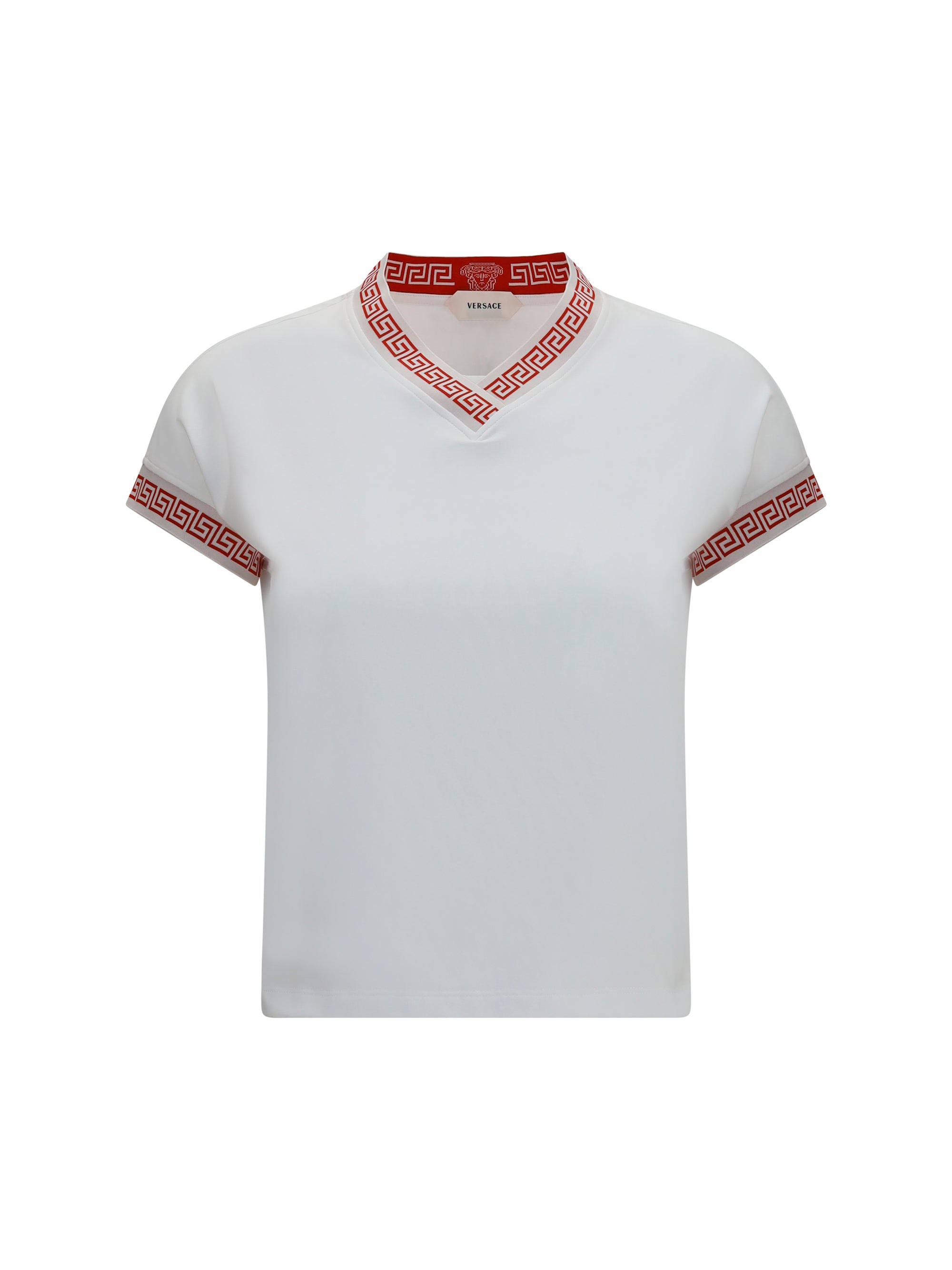 Versace Greca-Trimmed T-Shirt — White