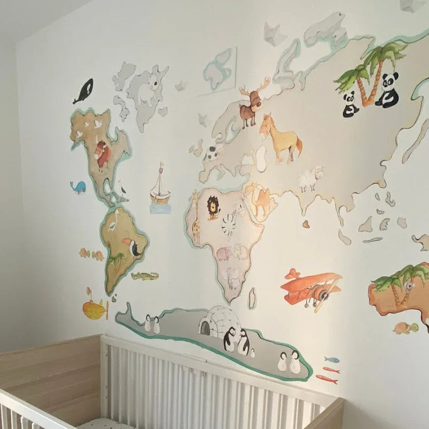Vinilo Decorativo Infantil Mapa Mundi L 180x120cm