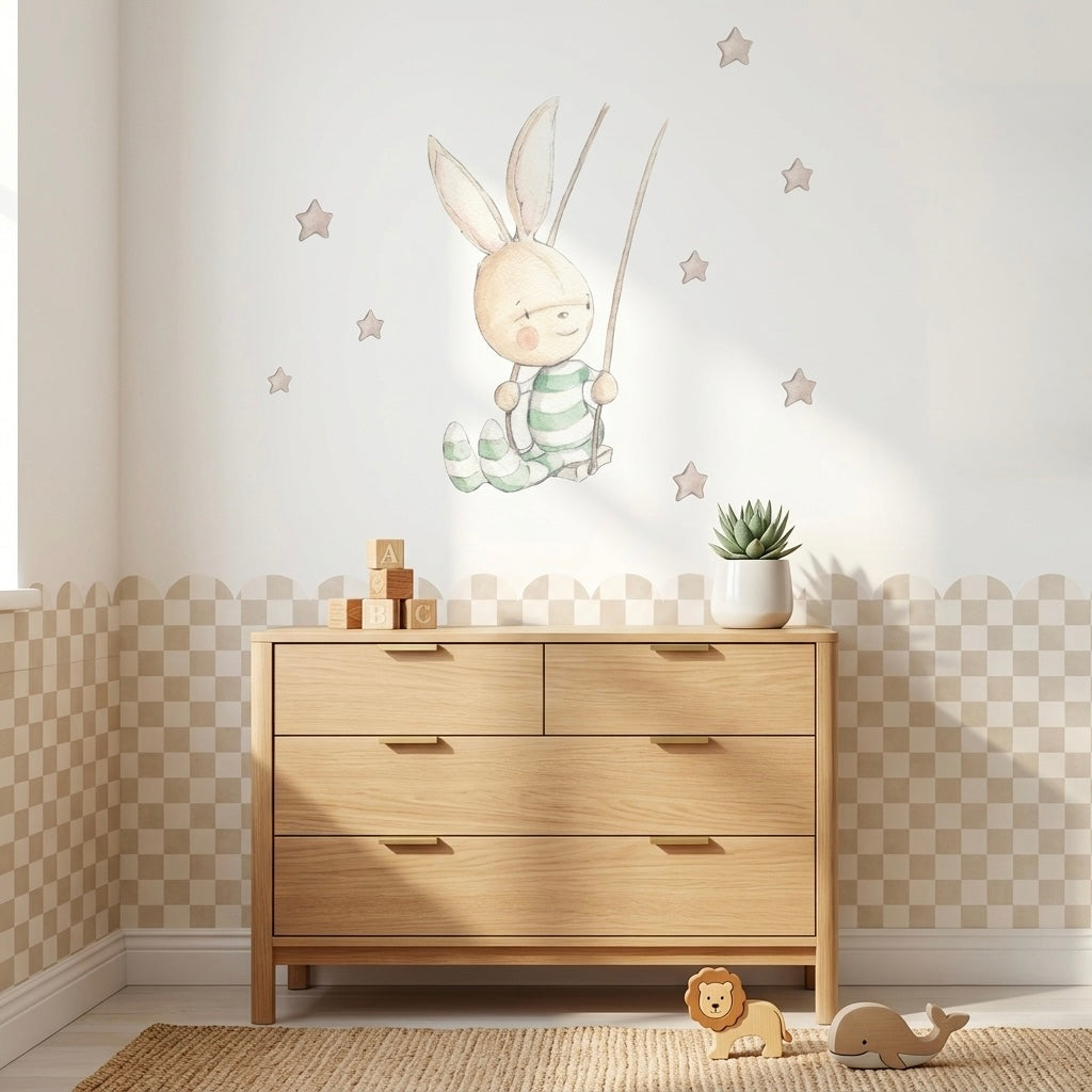 Vinilo Decorativo Infantil CONEJO COLUMPIO