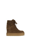 Casadei Lace-Up Wedge Sneakers — Brown
