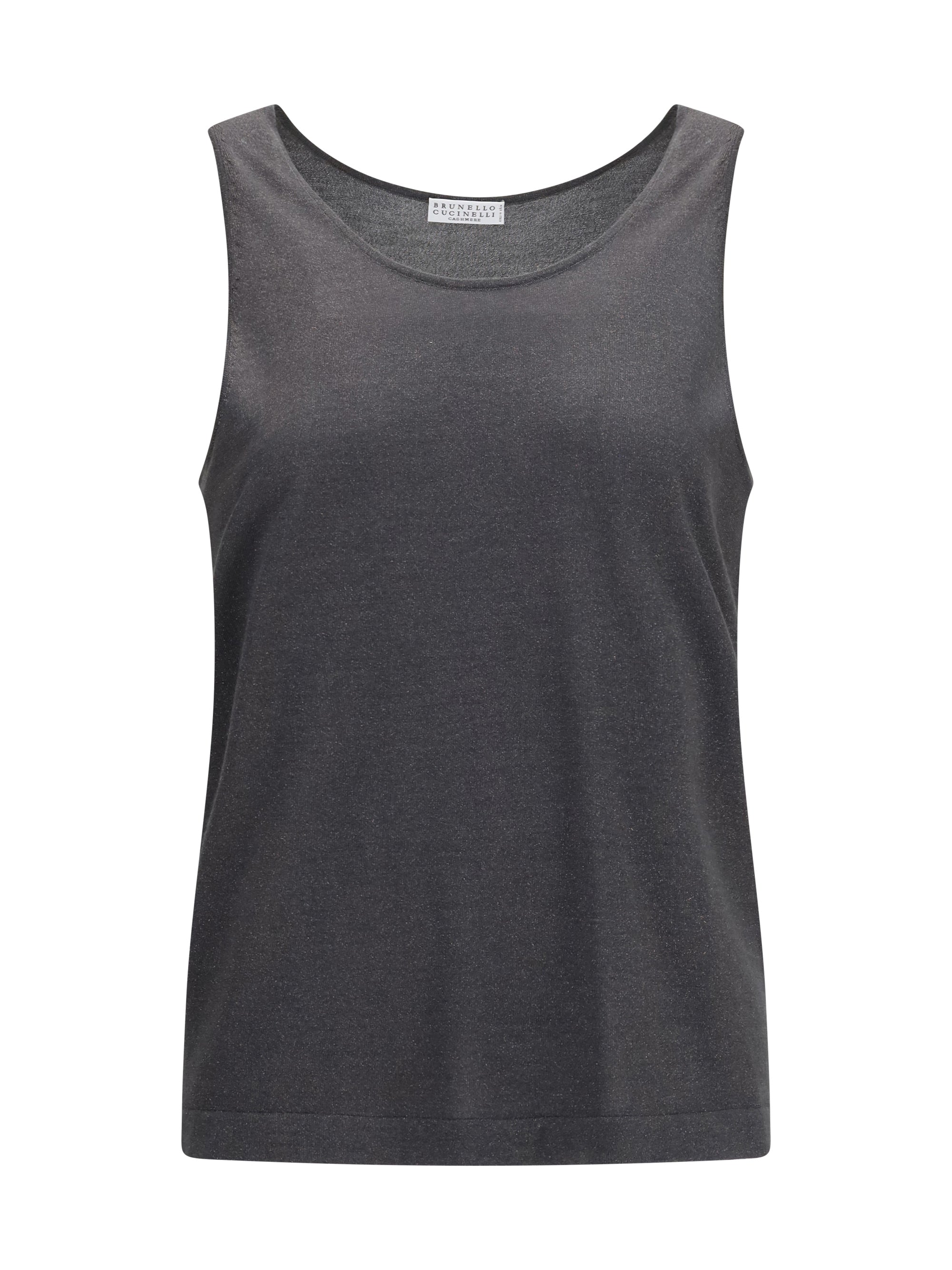 Brunello Cucinelli Luminous Knit Tank Top — Gray
