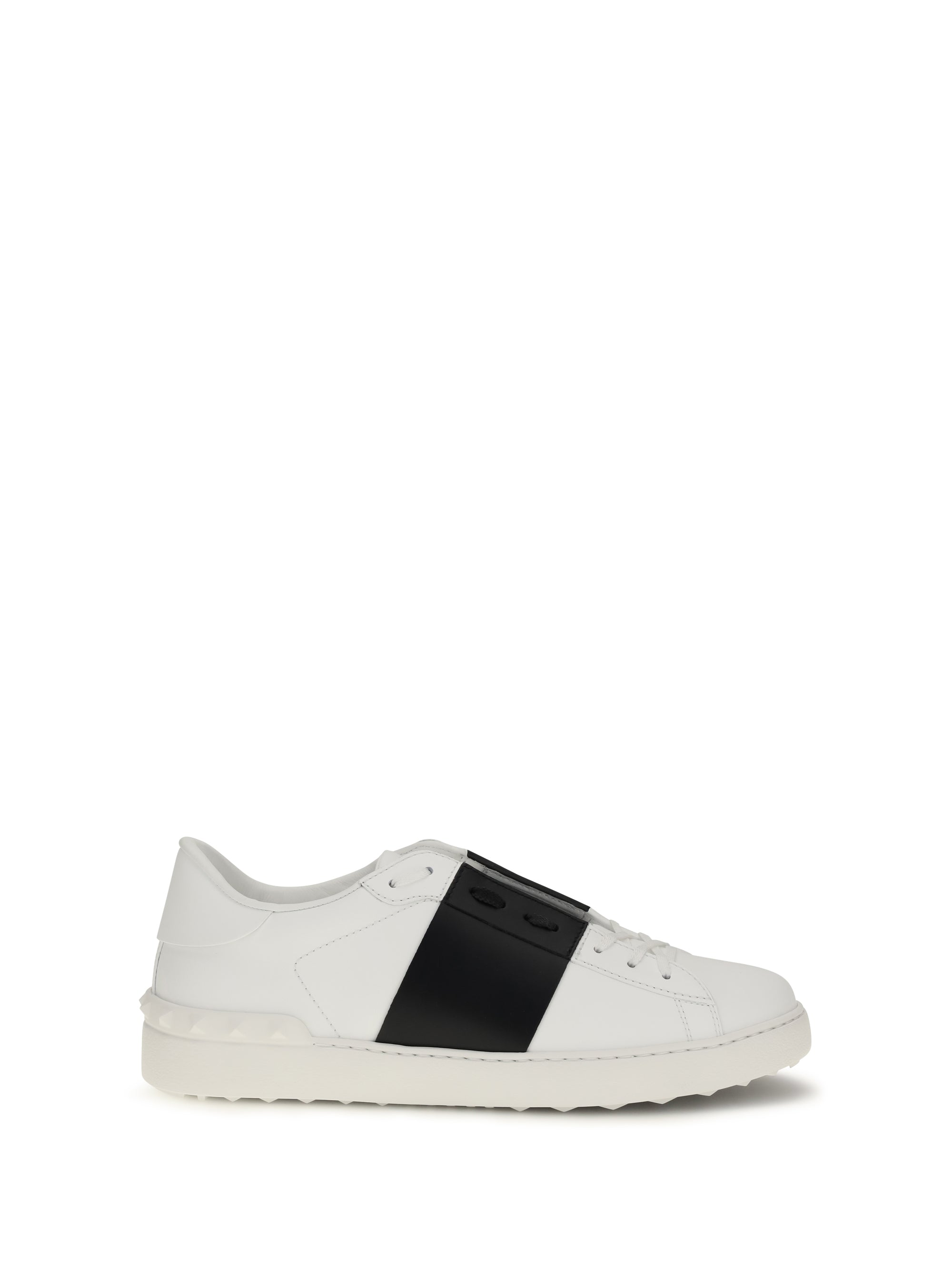 Valentino Garavani Contrast-Band Leather Sneakers — White