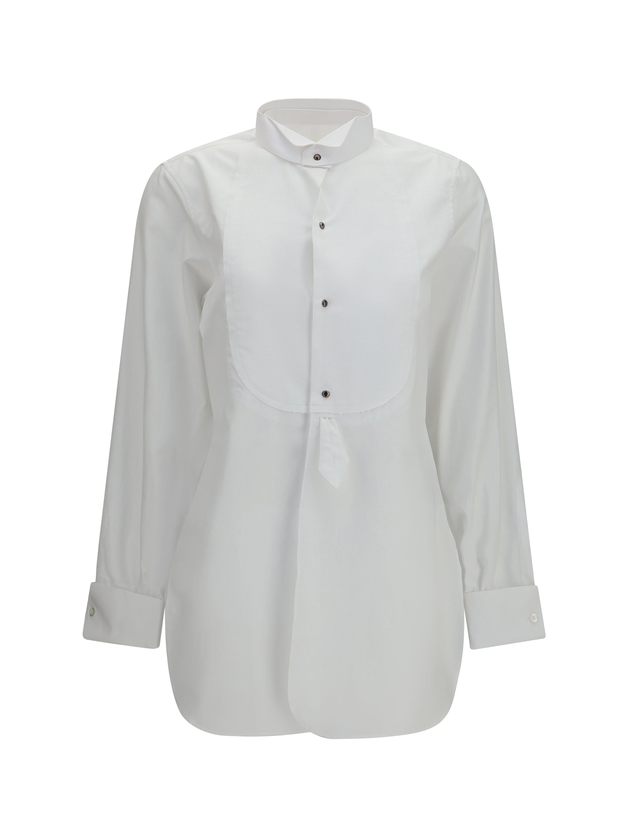 Maison Margiela Band Collar Cotton Shirt — White