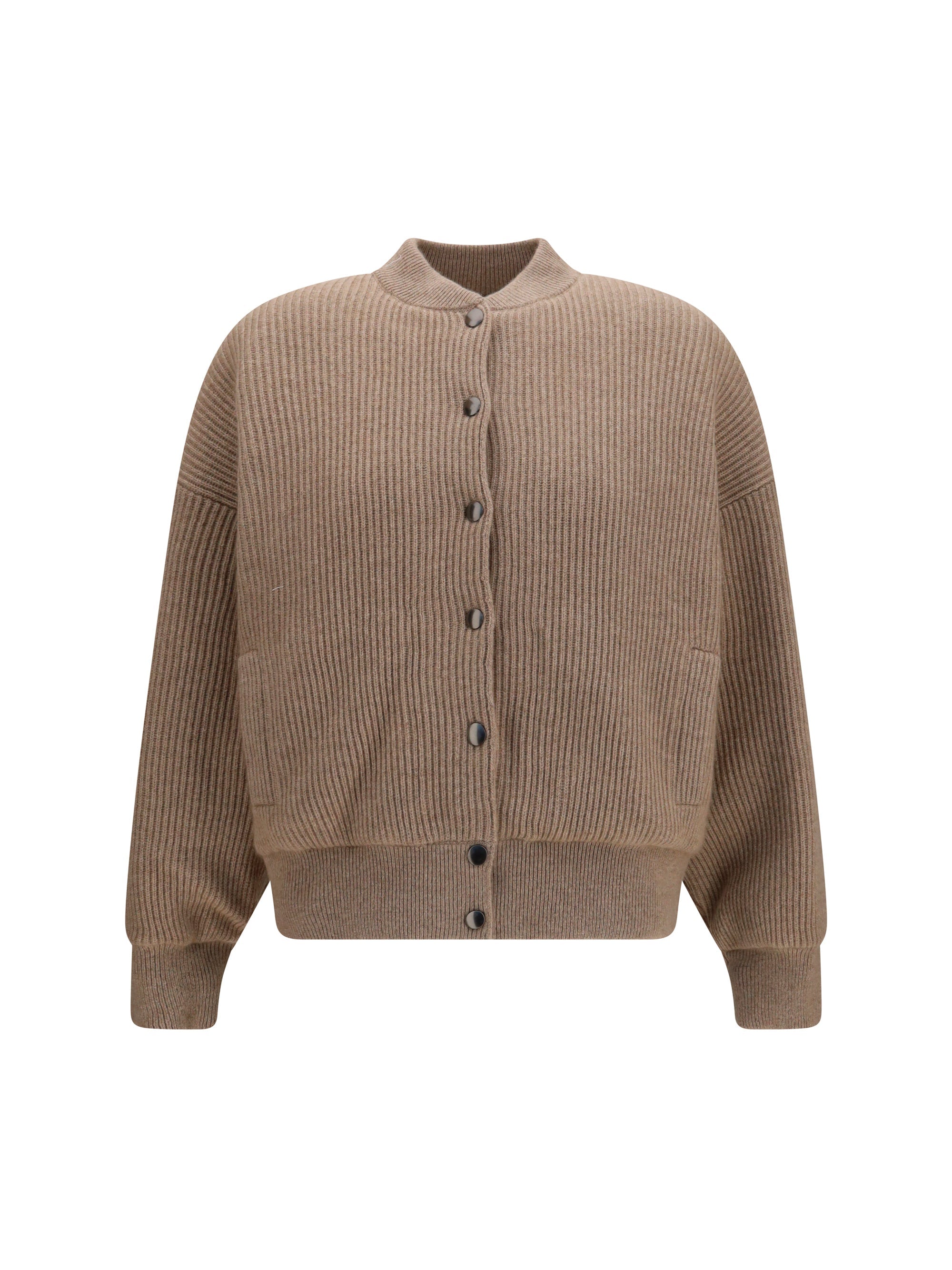 Brunello Cucinelli Ribbed Cashmere Cardigan — Brown