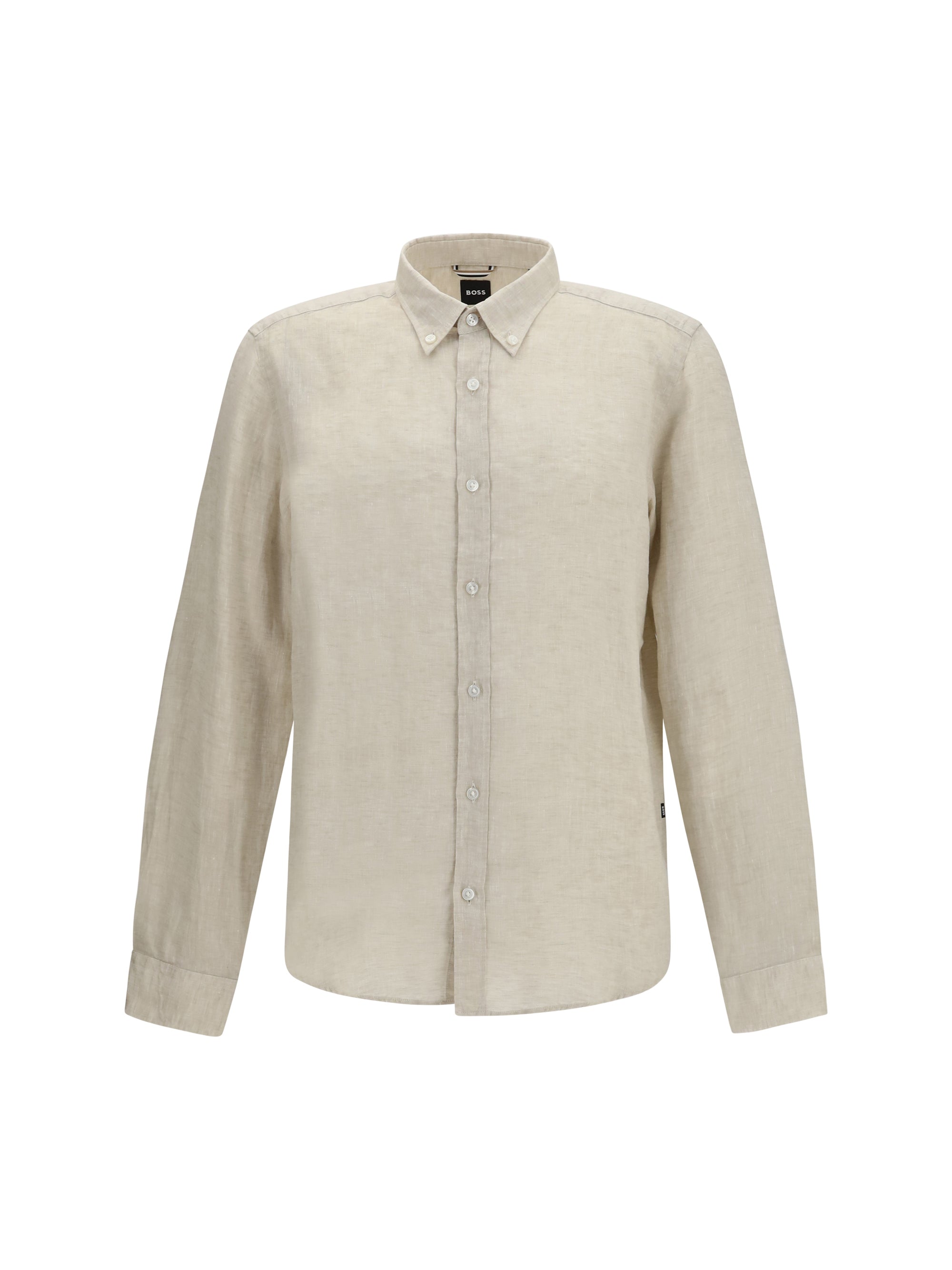 Hugo Boss Black Linen Regular-Fit Shirt — Beige
