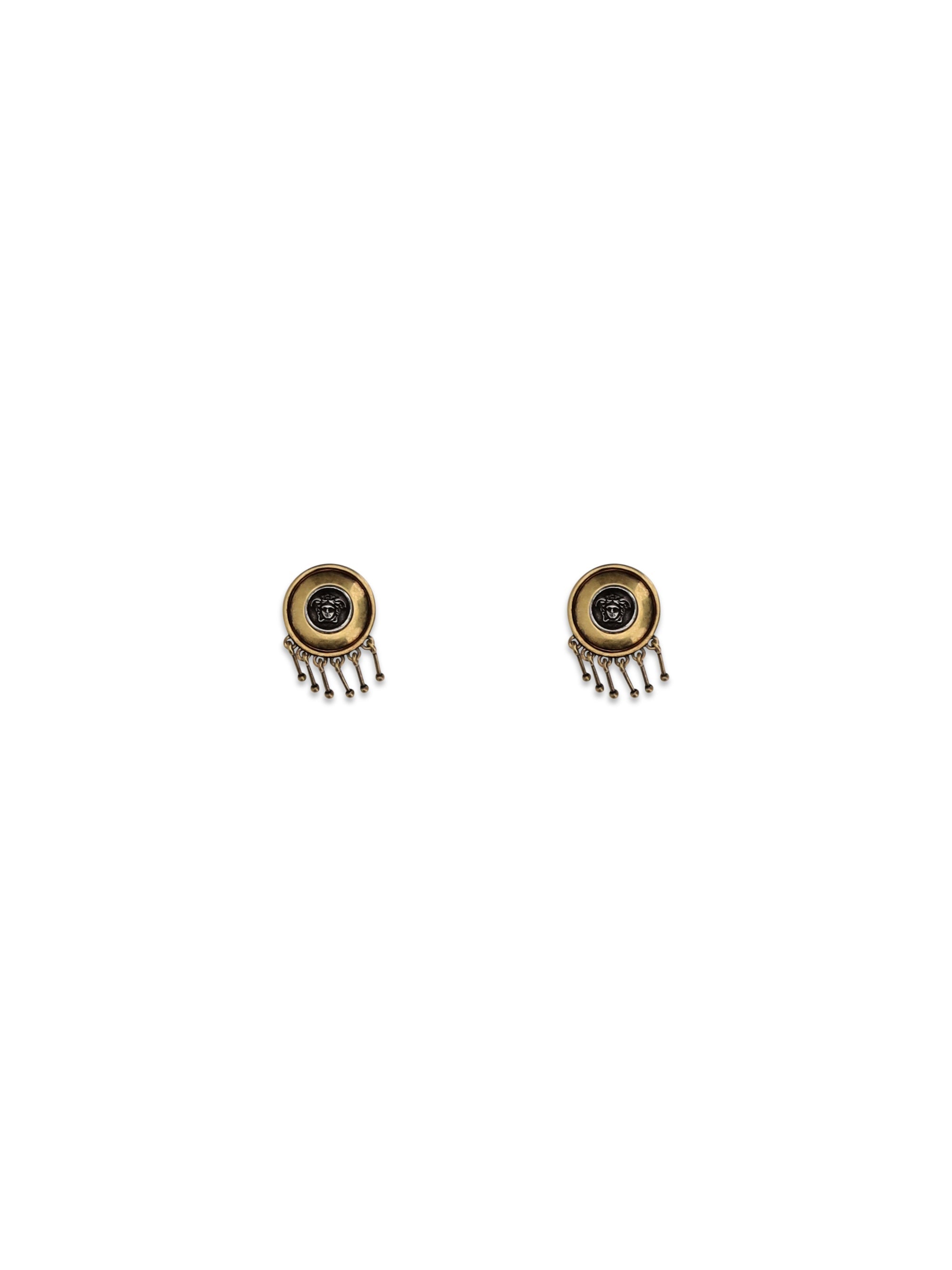 Versace Medusa Clip-On Drop Earrings — Gold