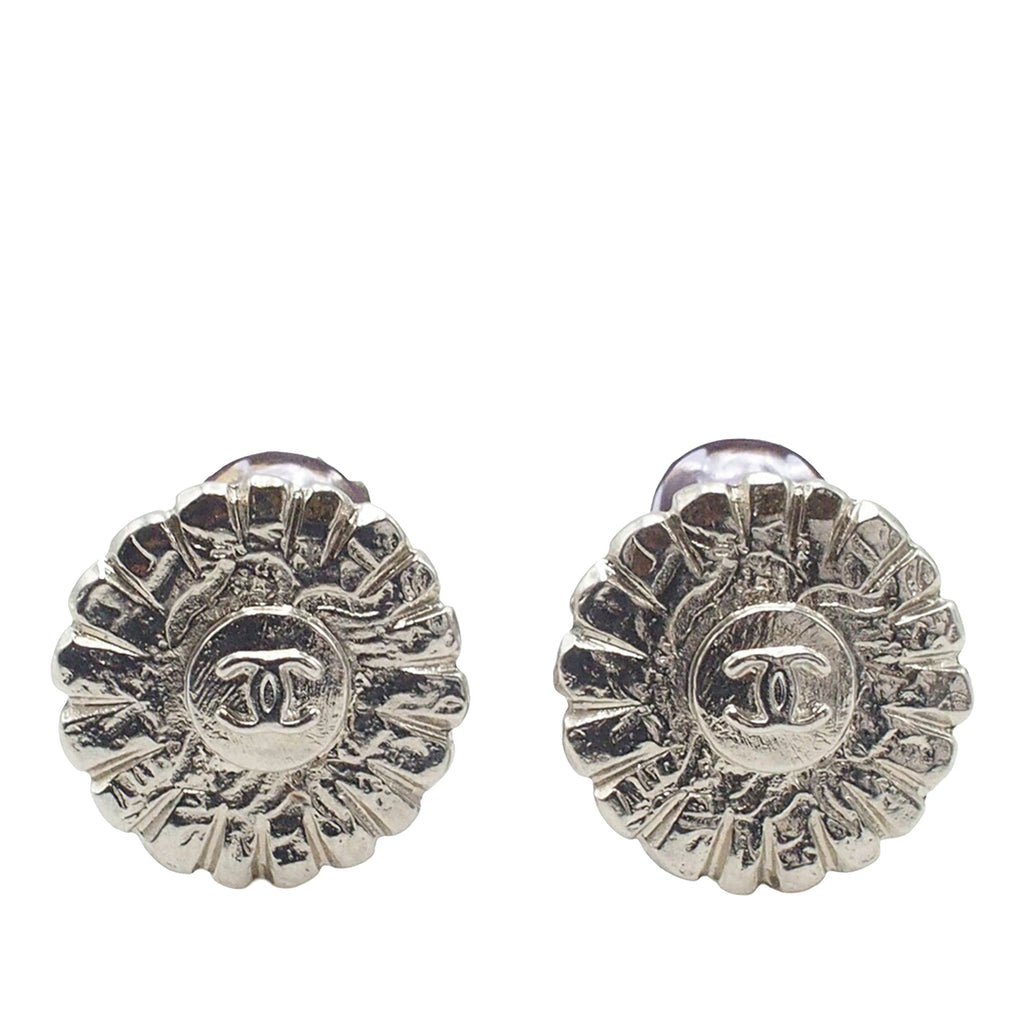 CC Silver Plated Sunflower Clip on Earrings