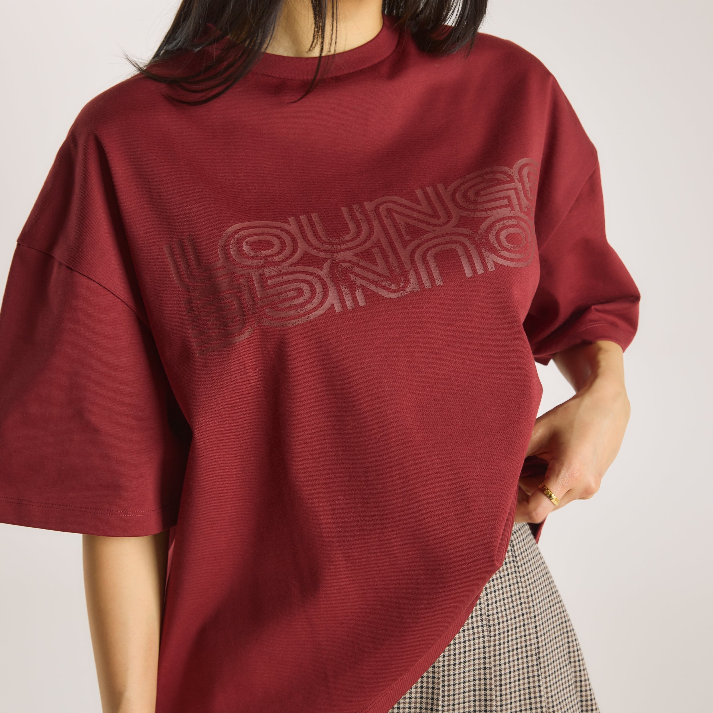 Lounge Underwear Oversized Graphic Tee - Burgundy