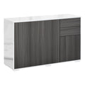High Gloss Buffet with 2 Drawers 3 Doors & Adjustable Shelf, Grey & White
