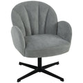 Swivel Accent Chair with Velvet-Feel Shell and Spring Cushion, Metal Base, Grey
