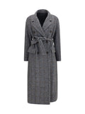Brunello Cucinelli Alpaca-Blend Belted Coat — Gray