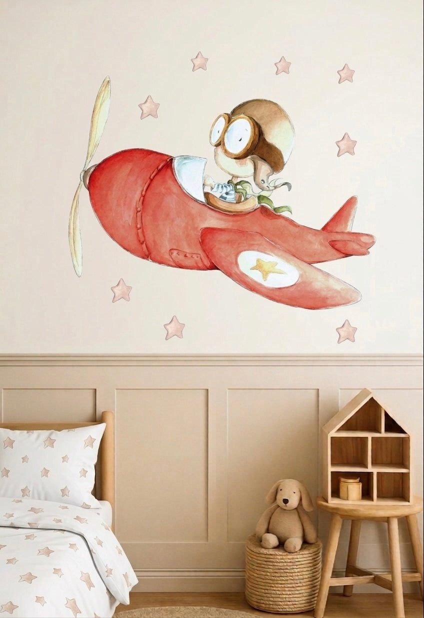 Decorative Vinyl for Children FAST PLANE Airplane - SUEÑOS DE CIGUEÑA