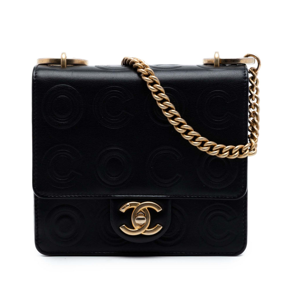 Mini Square Calfskin Coco Embossed Flap