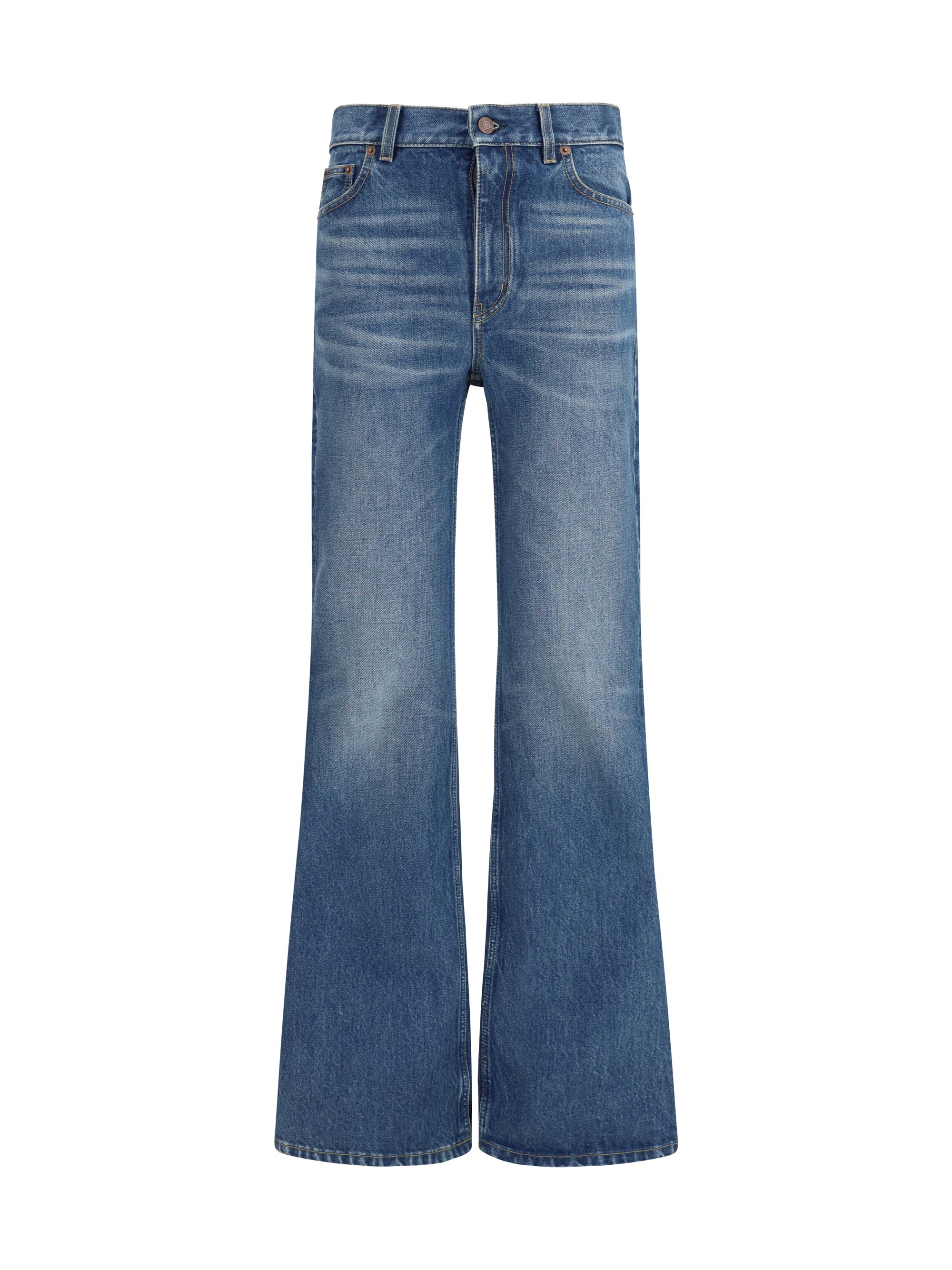 Chloé Flared Organic Cotton Denim Jeans — Blue