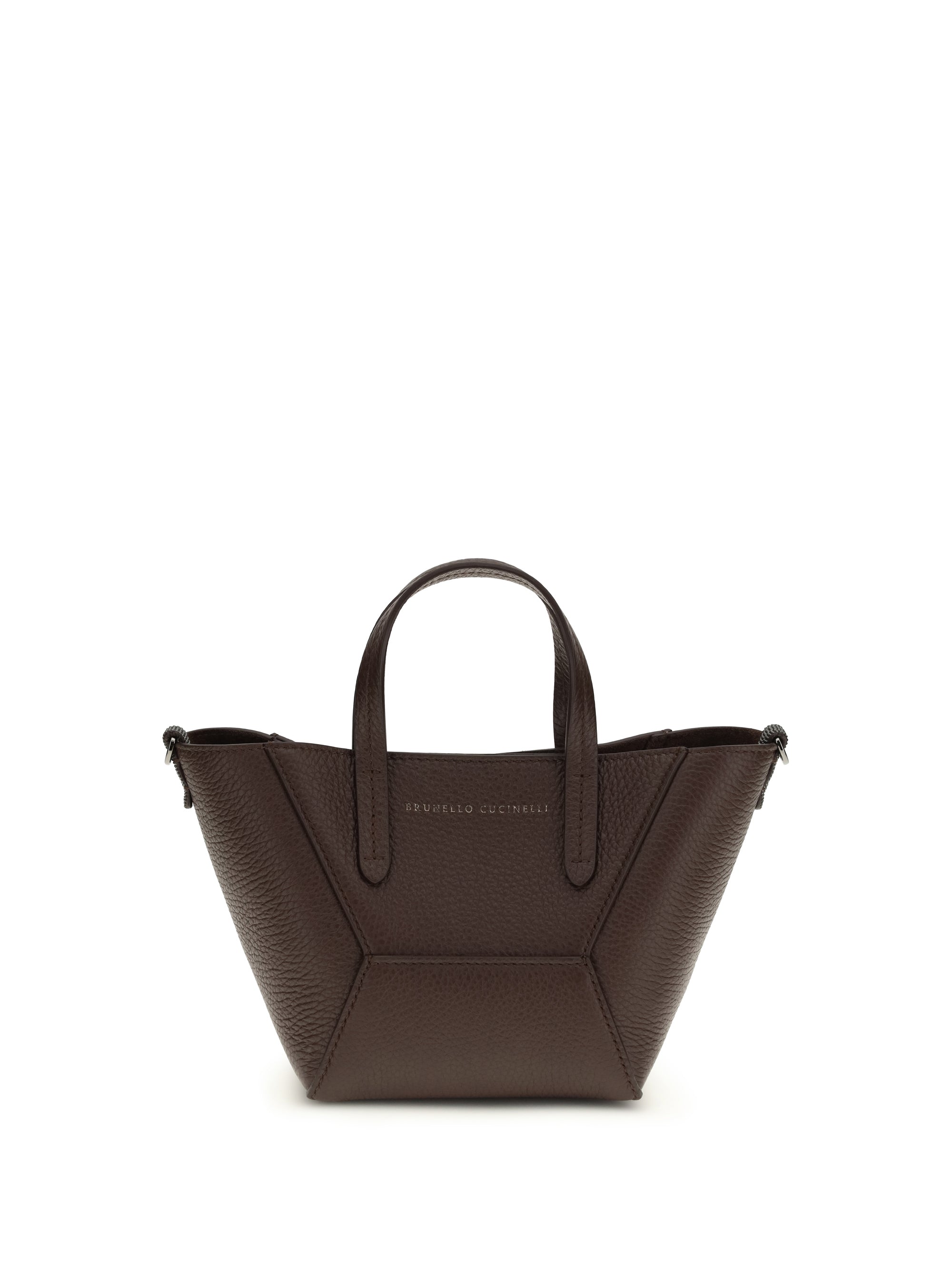 Brunello Cucinelli Pebbled Leather Shoulder Bag — Burgundy