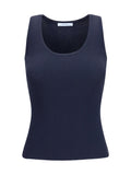 Max Mara Ribbed Jersey Tank Top — Navy