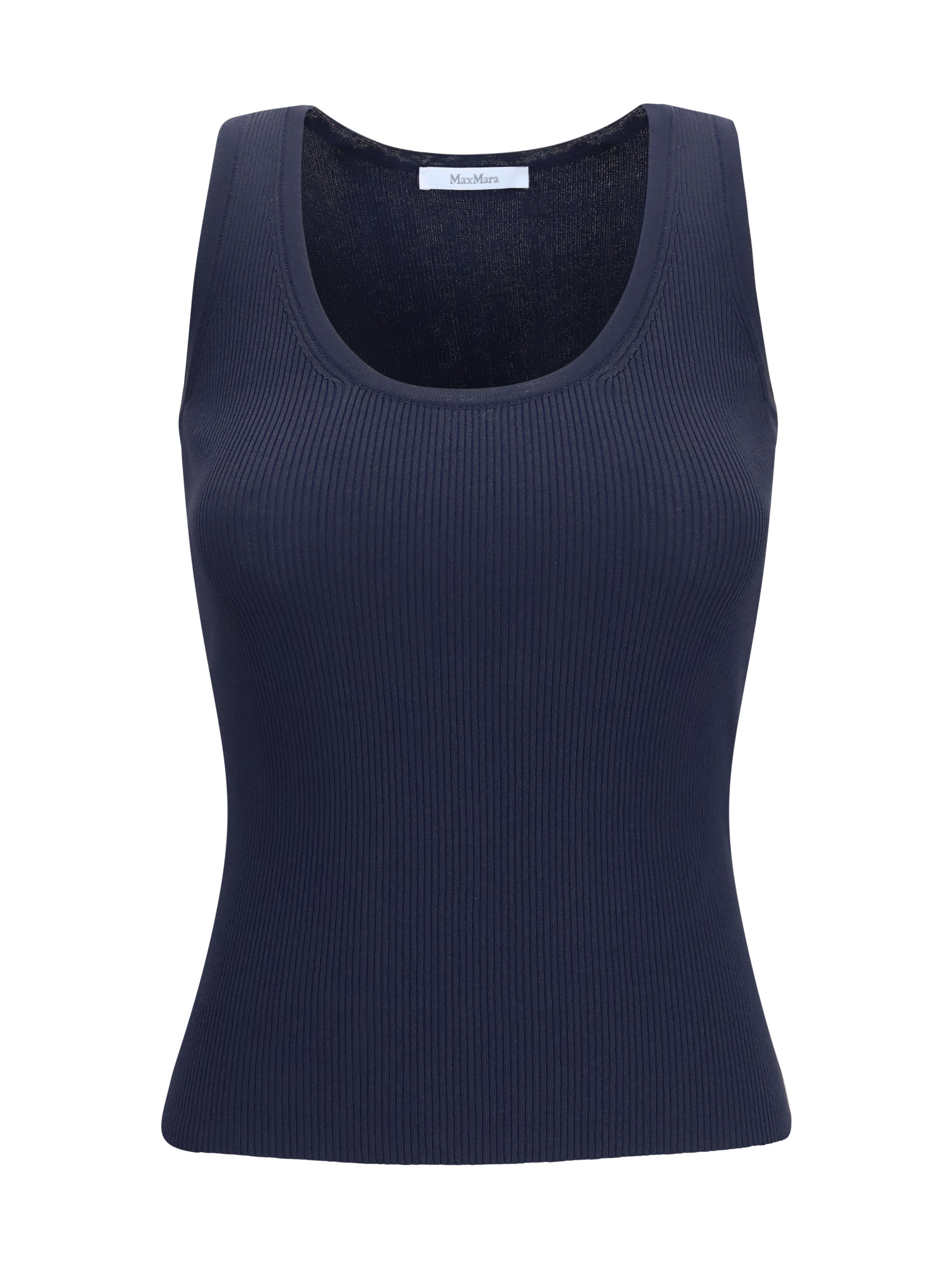 Max Mara Ribbed Jersey Tank Top — Navy