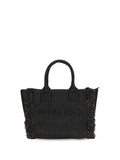 Pinko Raffia with Fringed Details Tote Bag — Black