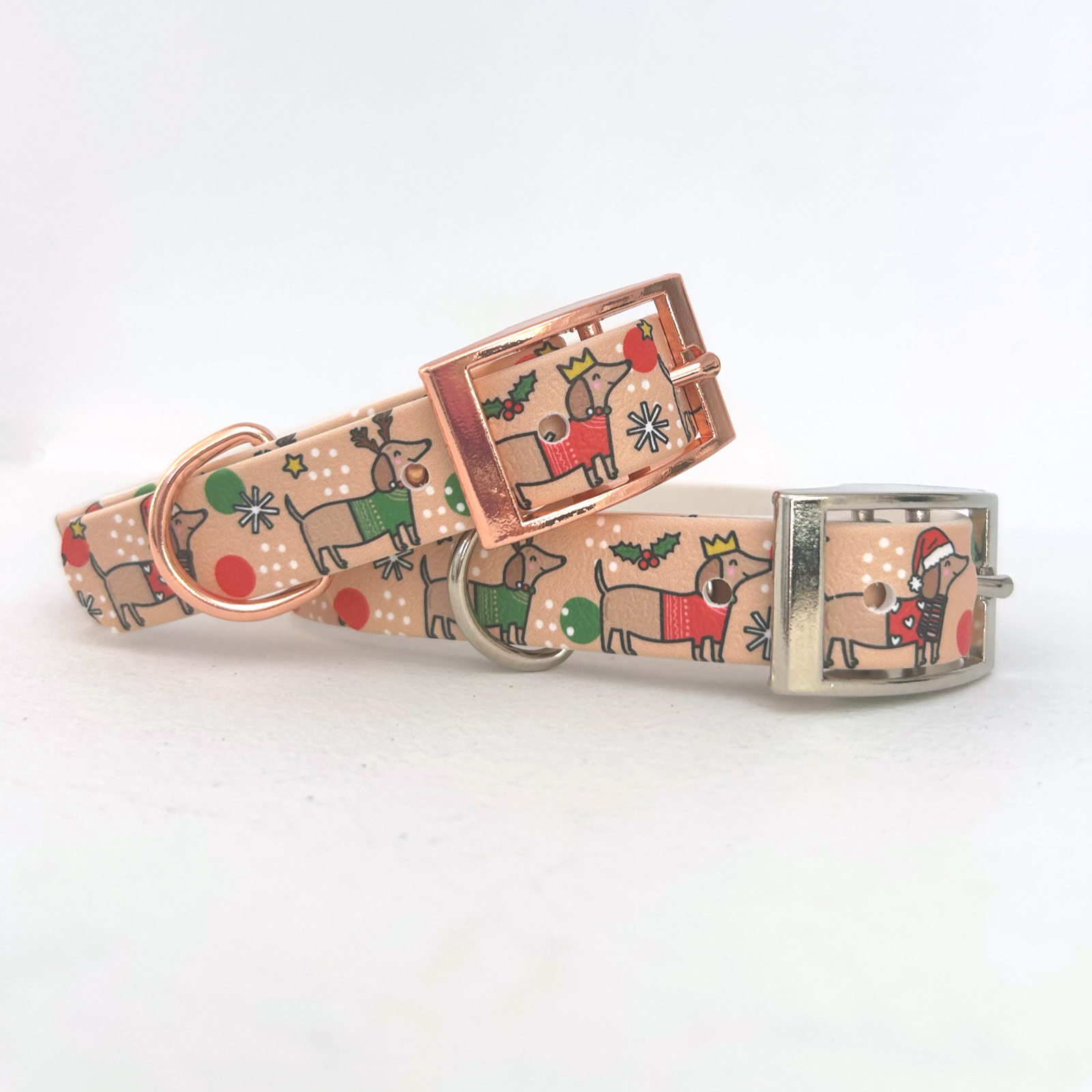Christmas Dachshunds Handmade Dog Collar