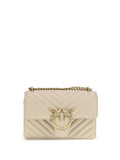 Pinko Quilted Calf Leather Shoulder Bag — Beige