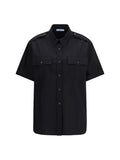 Prada Short-Sleeve Poplin Shirt — Black