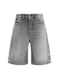Diesel Distressed Denim Bermuda Shorts — Gray