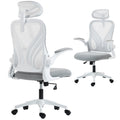 Ergonomic Office Chair, High Back Mesh Desk Chair with Foldable Backrest, 2D Headrest, Flip-up Armrest, Lumbar Support, Tilt Function, Swivel Wheels for Home Office, Light Grey