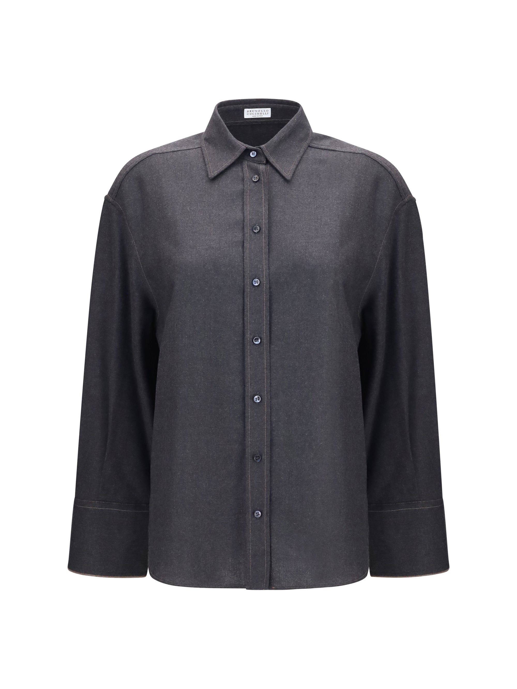 Camisa Brunello Cucinelli de Lana Virgen — Gris