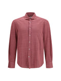 Brunello Cucinelli Linen-Cotton Knit Shirt — Red
