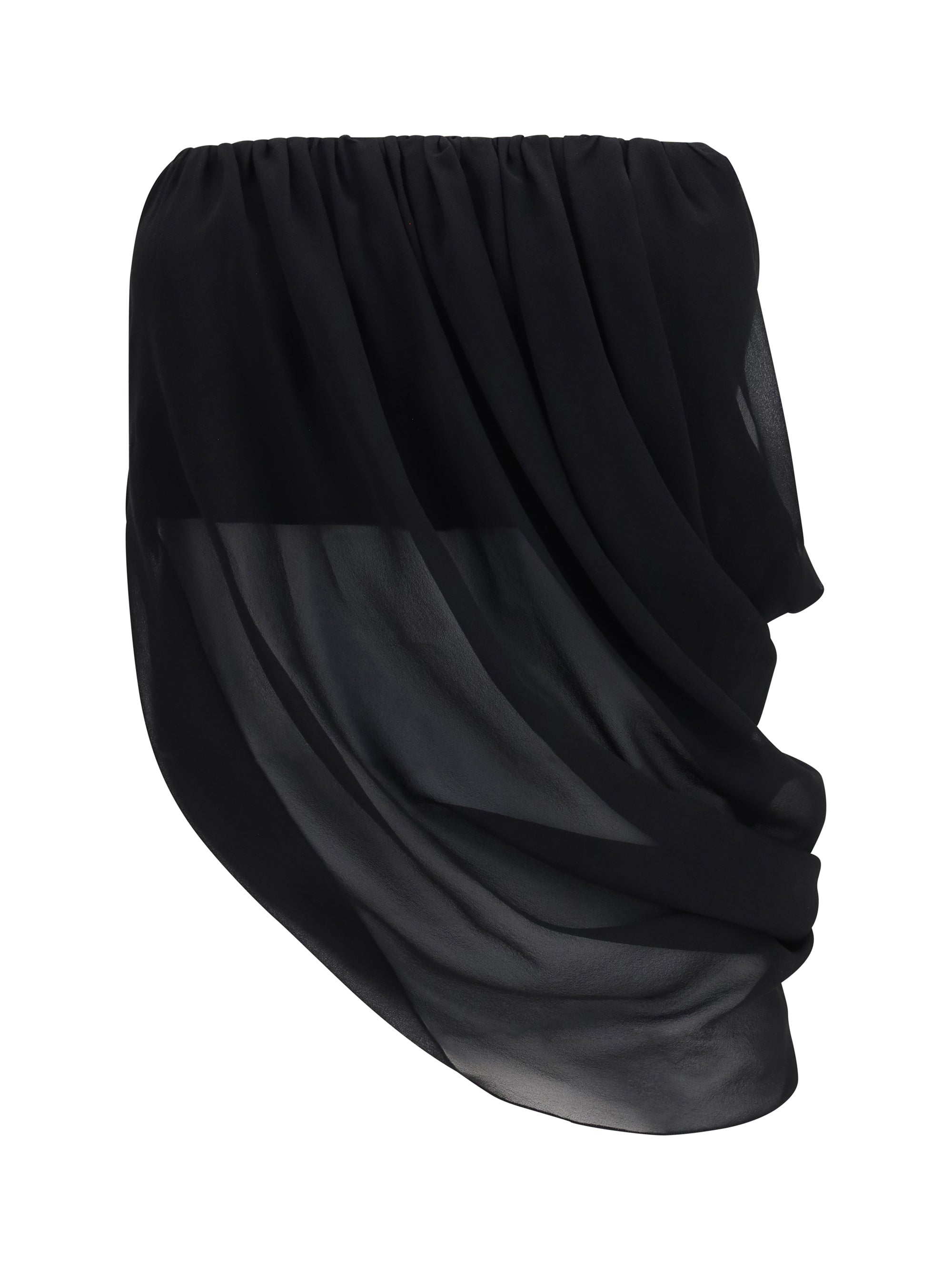 Francesco Murano Sheer Draped Silk Tunic — Black