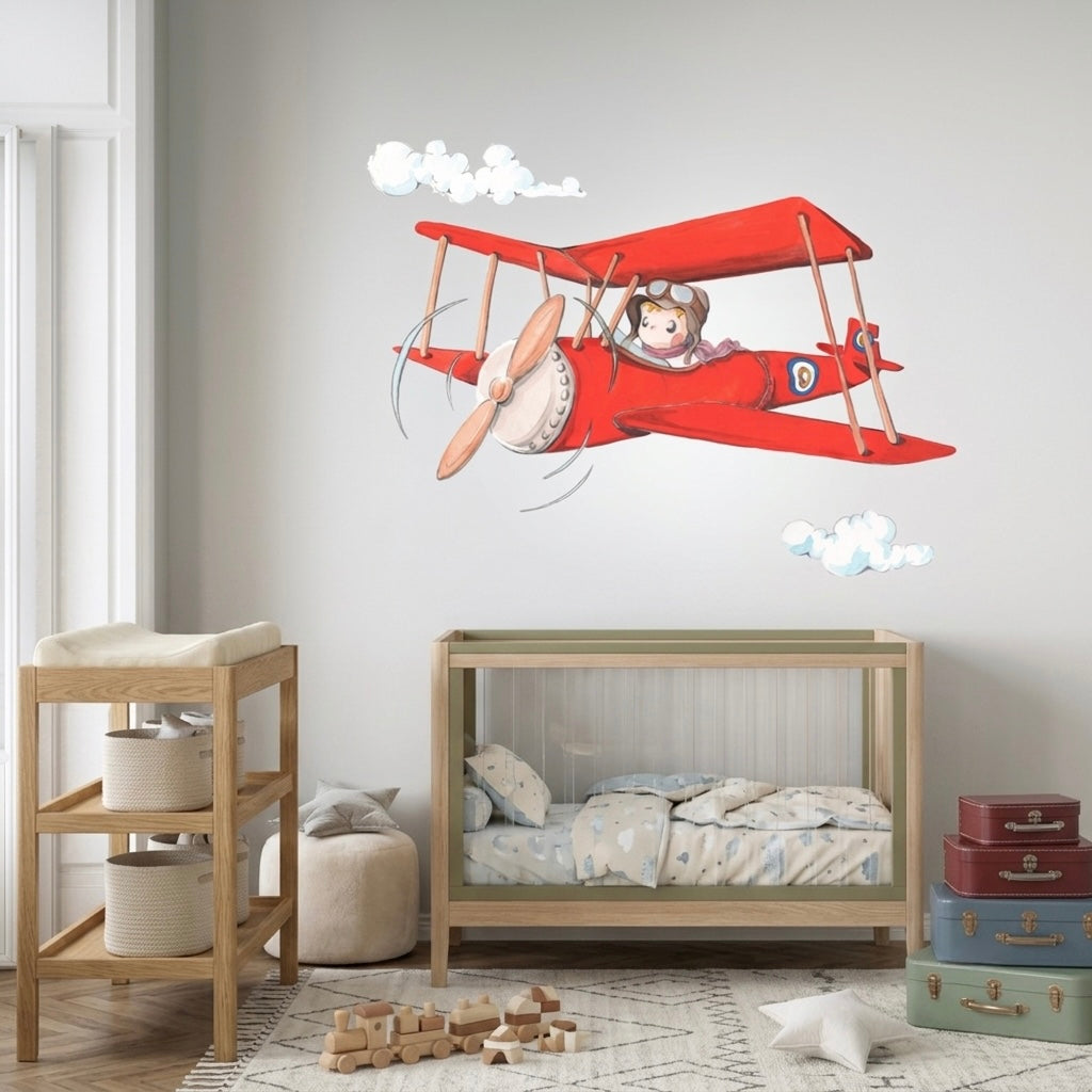 Vinilo Decorativo Infantil PEPO EL AVIADOR - SUEÑOS DE CIGUEÑA