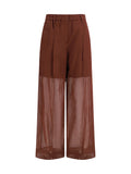 Brunello Cucinelli Sartorial Cotton Organza Trousers — Mulberry
