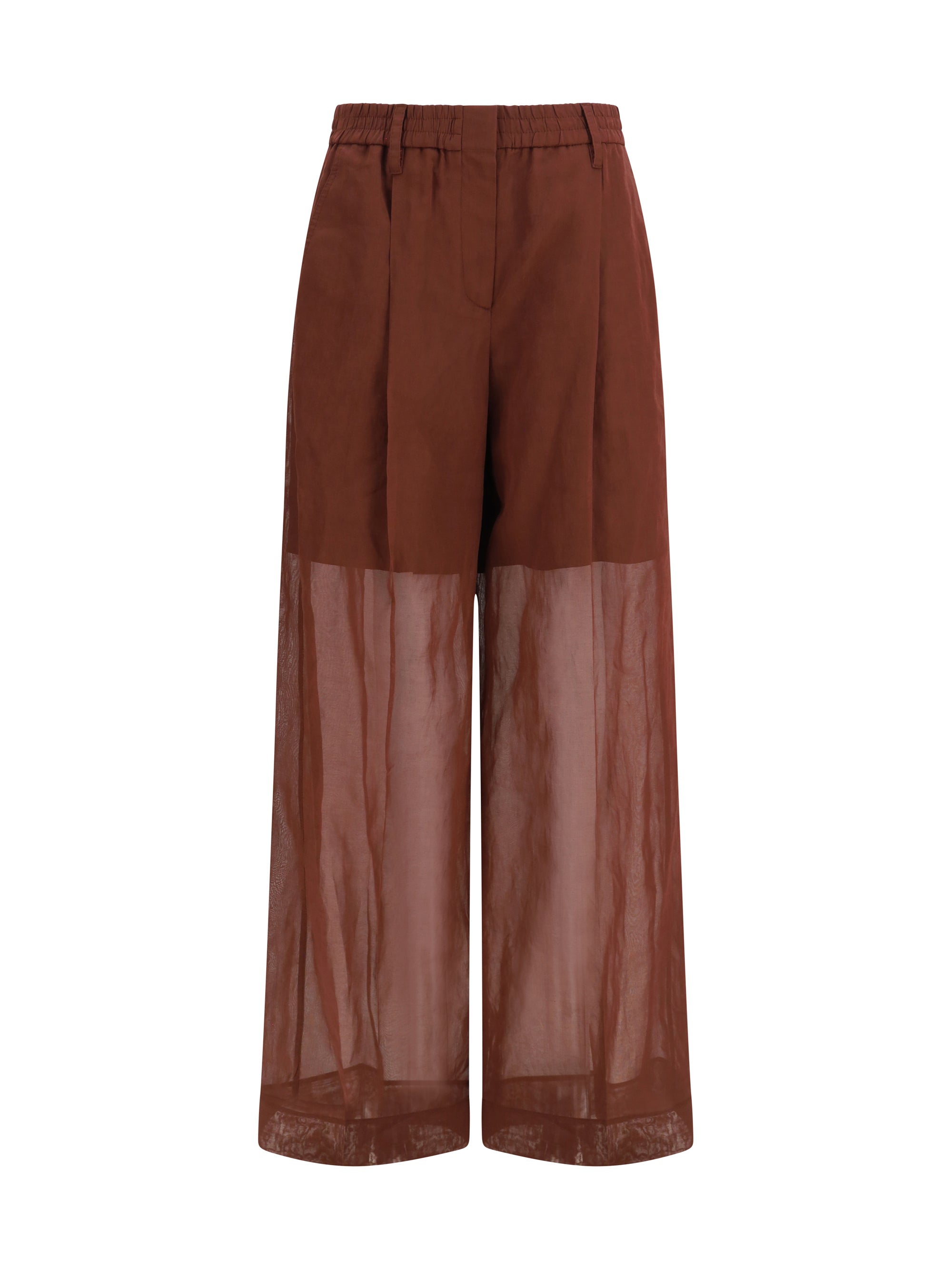 Brunello Cucinelli Sartorial Cotton Organza Trousers — Mulberry