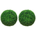 Artificial Boxwood Topiary Ball Set of 2 15.7 Inch Faux Plant, UV-Protected Anti-Fading Fake Plants, Green