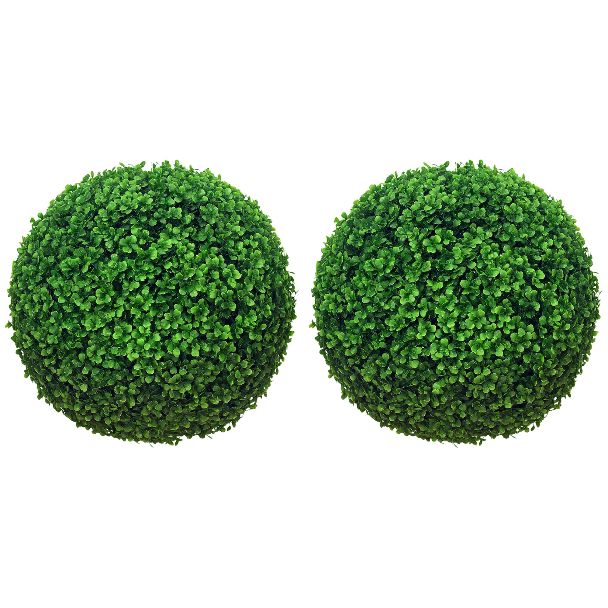 Artificial Boxwood Topiary Ball Set of 2 15.7 Inch Faux Plant, UV-Protected Anti-Fading Fake Plants, Green