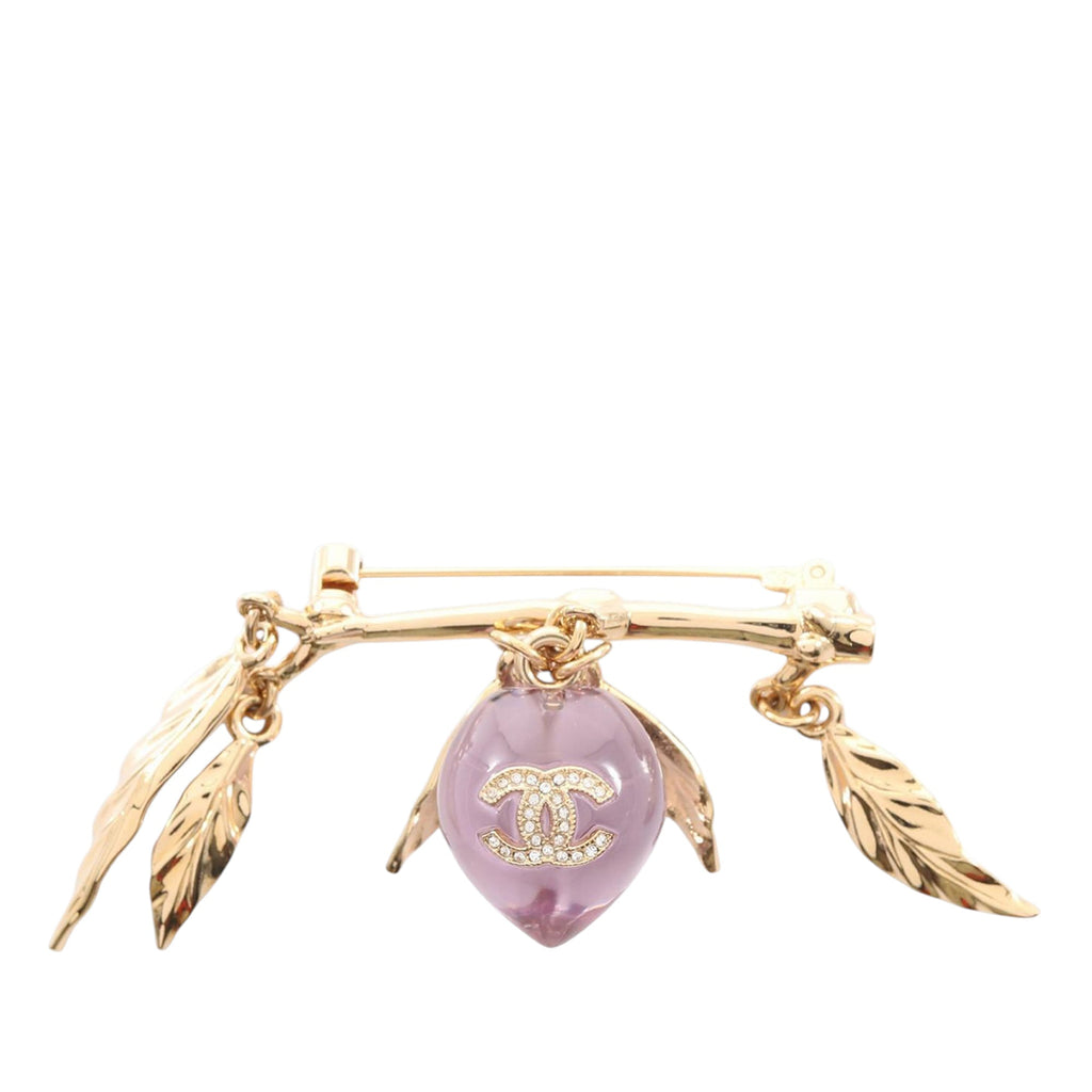 Gold Plated Resin CC Pendant Branch Brooch