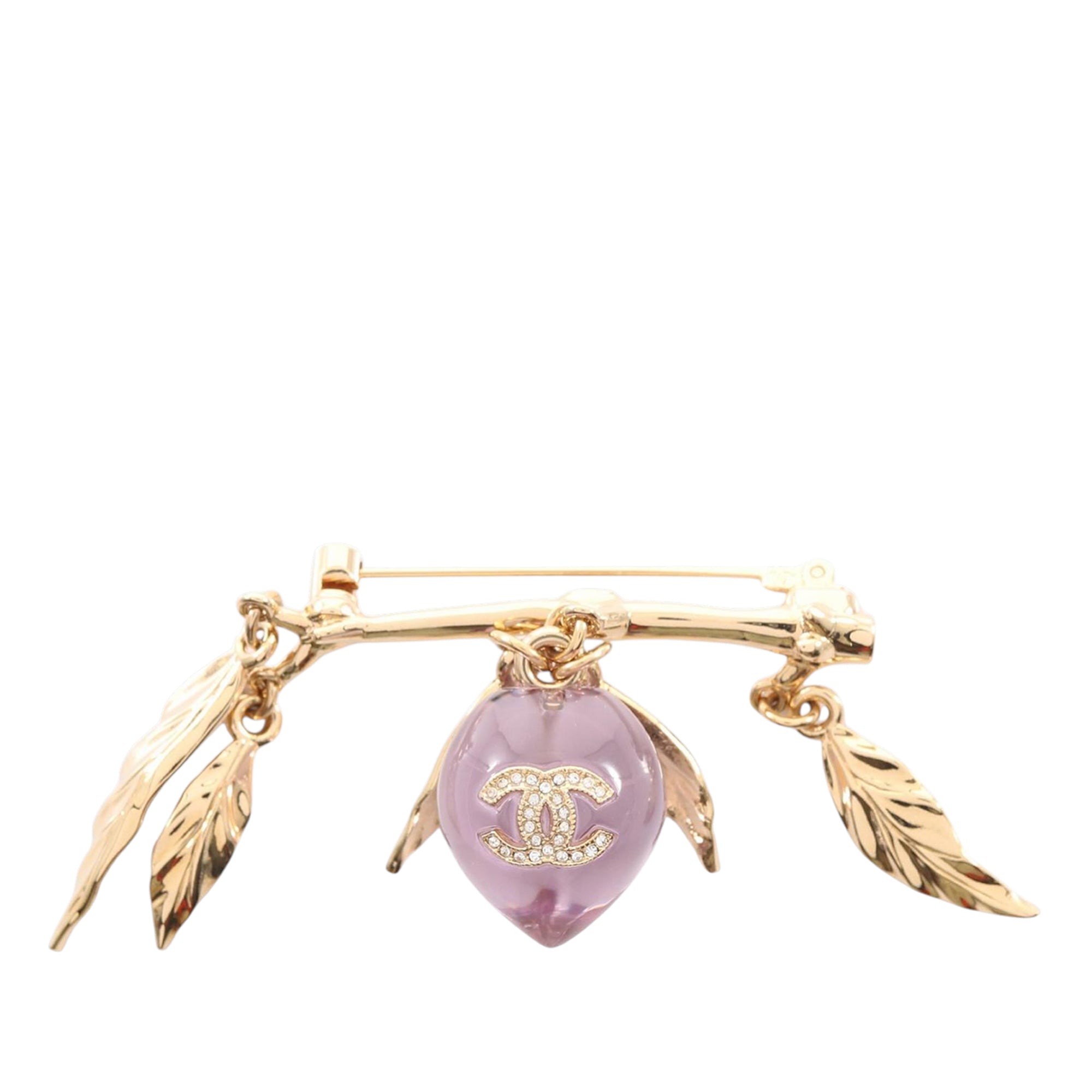 Gold Plated Resin CC Pendant Branch Brooch