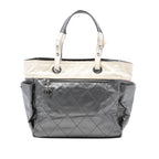 Large Bicolor Quilted Coated Canvas Paris Biarritz Tote