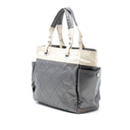 Large Bicolor Quilted Coated Canvas Paris Biarritz Tote