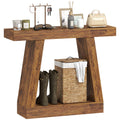 42" Farmhouse Console Table, 2-Tier Storage with Thick Top, Dark Brown