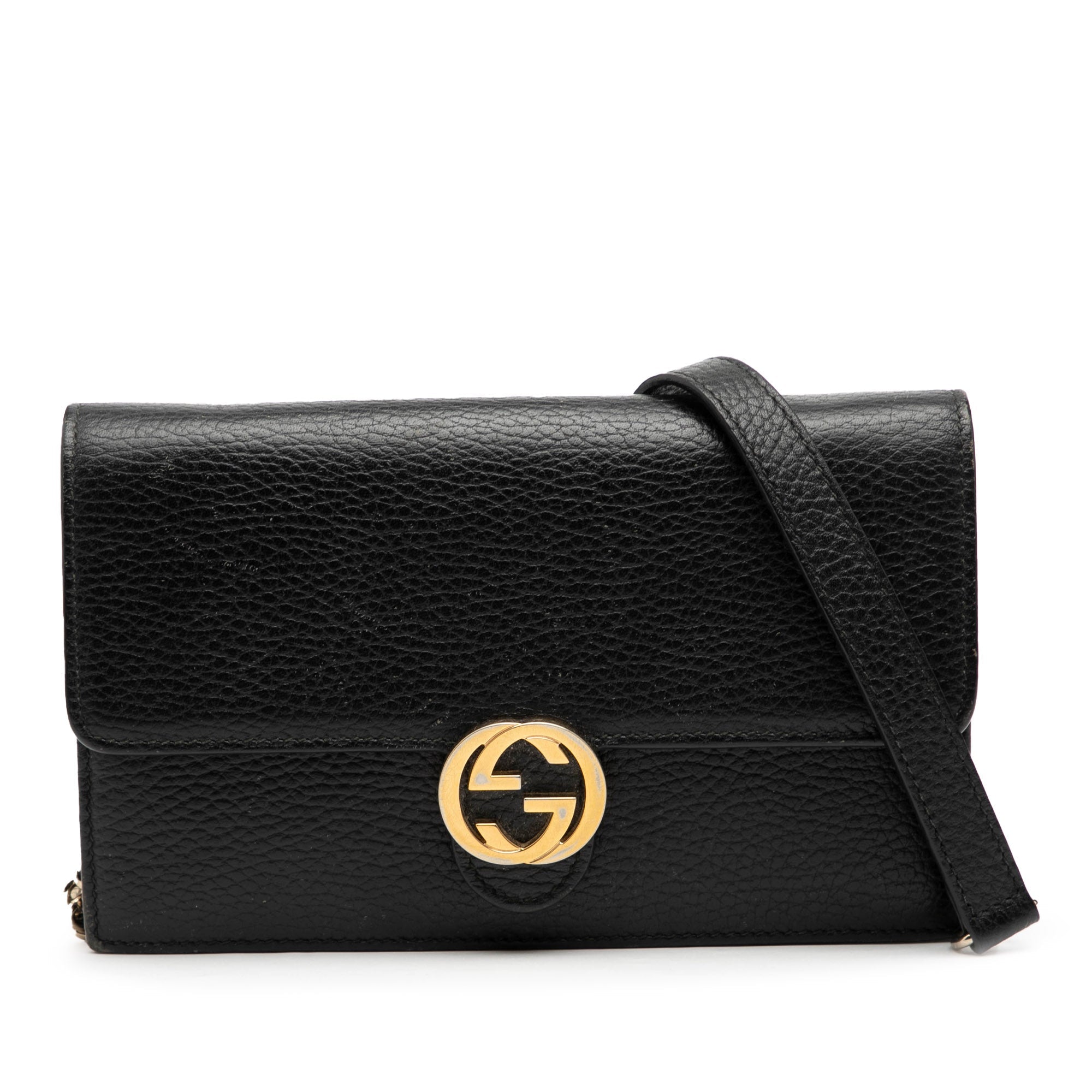 Dollar Calfskin Interlocking G Wallet on Chain