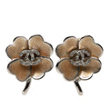 CC Brass Enamel and Strass Clover Clip On Earrings